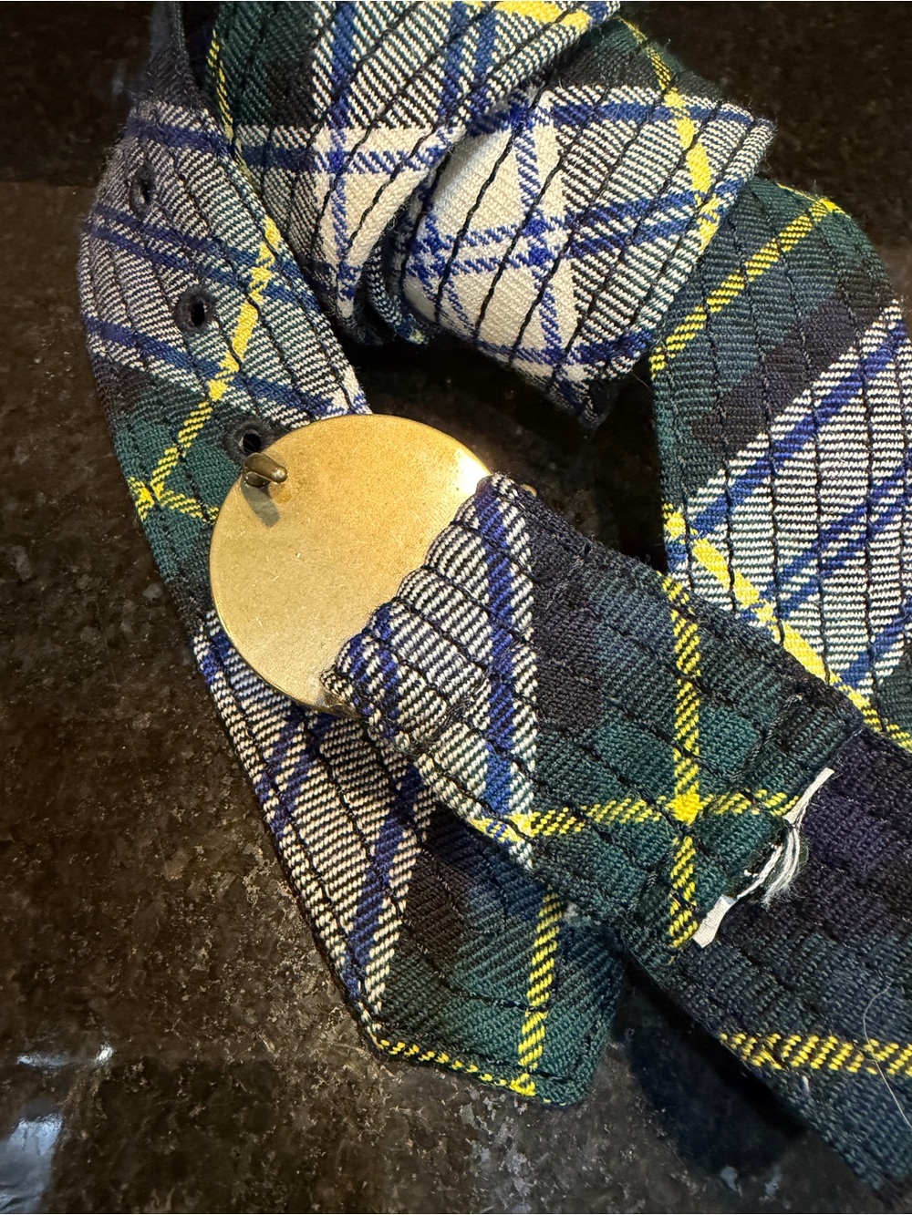Vintage J. Crew Novelty Beagle Tartan Plaid Fabric Grommet Belt 45" - Picture 5 of 5